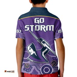 Melbourne Storm Rugby Polo Shirt KID Indigenous Boomerang Gradient Style