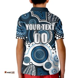 Custom Personalised And Number Blues AFL Kid Polo Shirt Aboriginal Patterns