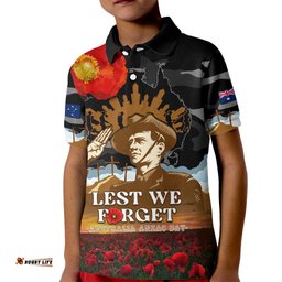 Australia ANZAC Day Kid Polo Shirt Lest We Forget Australian Army Corps