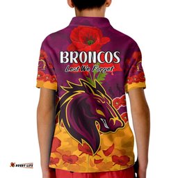 Broncos Rugby ANZAC Kid Polo Shirt Lest We Forget