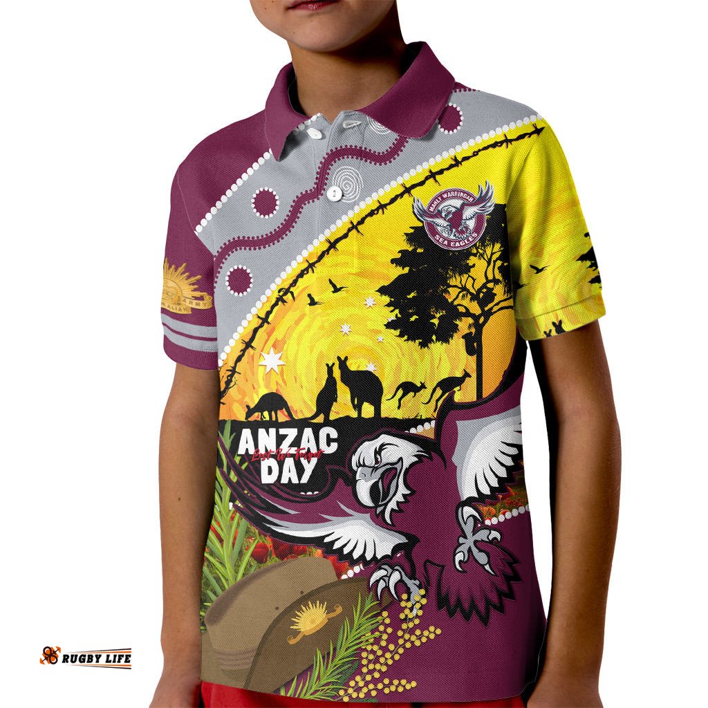 Eagles Rugby ANZAC Day Kid Polo Shirt Silvertails Rosemary Starry Night