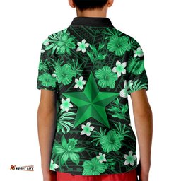 Australian Stars Cricket Kid Polo Shirt Baeuty Pacific Hibiscus and Polynesian Pattern