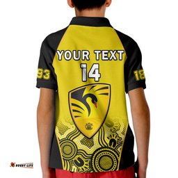 Custom Text And Number Western Australia CricketPolo Shirt KID Warriors Sheffield Shield Indigenous