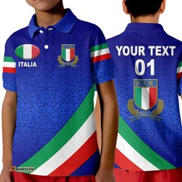 Custom Personalised Italy Rugby Polo Shirt KID Italia Vibes Simple Style