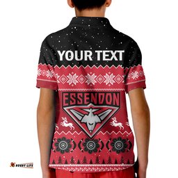 Custom Personalised Essendon Football Polo Shirt KID Bombers Indigenous Merry Christmas
