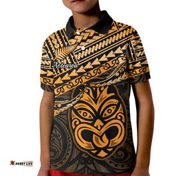 Matariki New Zealand Kid Polo Shirt Maori New Year Tiki Gold Version