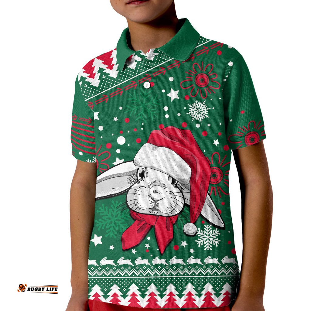 Custom Rabbitohs Rugby Kid Polo Shirt Glory Glory The SouthChristmas Vibe Unique