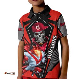 Custom Personalised Dragons Rugby Polo Shirt KID Mascot St. George Illawarra Since 1998 Cool Skull