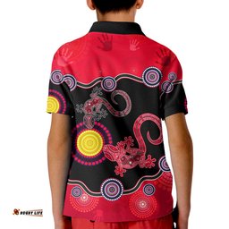Aboriginal Lizard Polo Shirt KID Attracted Australia Version Red