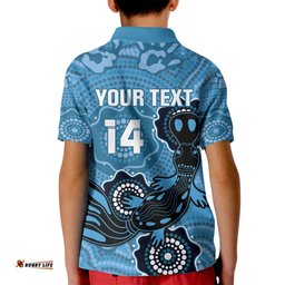 Custom NSW Blues Rugby Kid Polo Shirt 2024 Platypus Mix Aboriginal Art