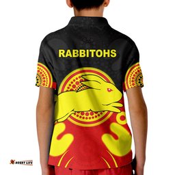 Custom Personalised Rabbitohs Indigenous Polo Shirt KID Style Aboriginal Flag