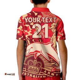 Custom Text And Number NRL ANZACDolphins Kid Polo Shirt Camouflage