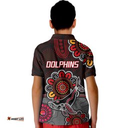 Dolphins Rugby Kid Polo Shirt Aboriginal Dot Painting