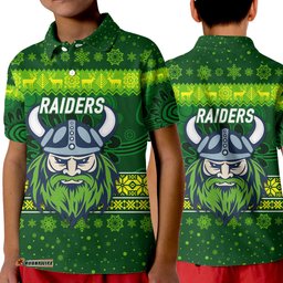 Canberra Raiders Polo Shirt KID Christmas Simple Style - Dark Green
