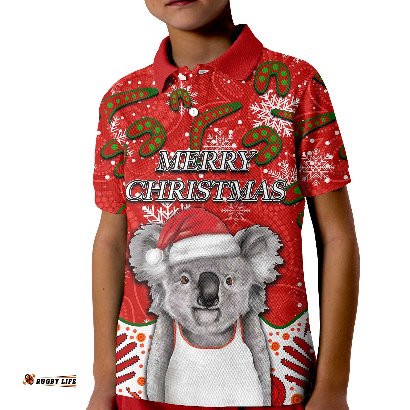 Australia Koala Polo Shirt KID Christmas Mix Aboriginal