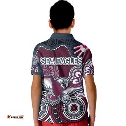 Sea Eagles Rugby Kid Polo Shirt Simple Aboriginal 1946