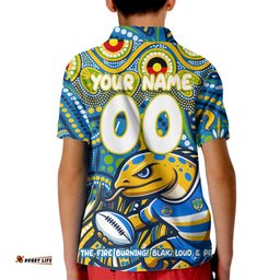 Custom Australia NAIDOC Week 2024 Kid Polo Shirt Parramatta Eels Mascot Keep The Fire Burning