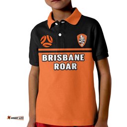 Custom Text And Number Brisbane Roar Football Polo Shirt KID Go Lions Simple Style