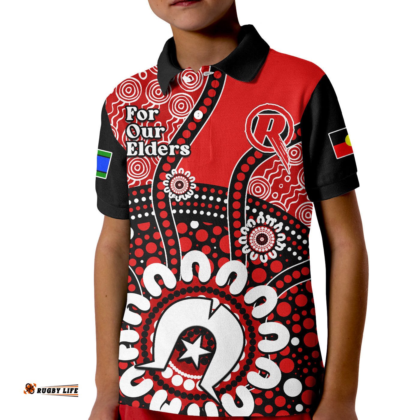 Custom Text And Number Melbourne Renegades NAIDOCPolo Shirt KID Indigenous For Our Elders