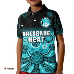 Custom Text And Number Brisbane Heat Polo Shirt KID Gradient Aboriginal Dot Painting