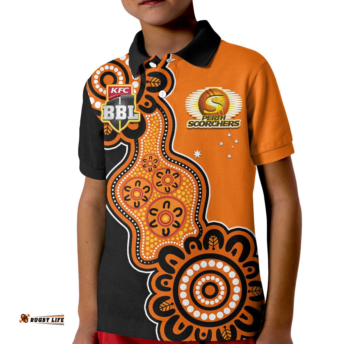 Perth Scorchers Cricket Polo Shirt KID We Are The Champions Aboriginal