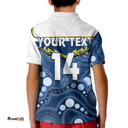 Custom Text And Number Cowboys Rugby Polo Shirt KID Indigenous PatternPremiers Sporty Style
