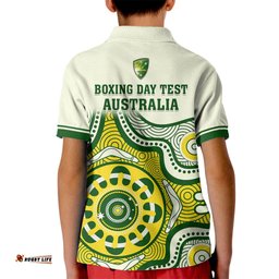 Australia Cricket Kid Polo Shirt Boxing DayTest Indigenous Art