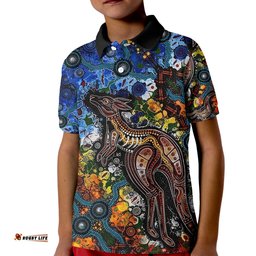 Kangaroos Indigenous Polo Shirt KID Australia