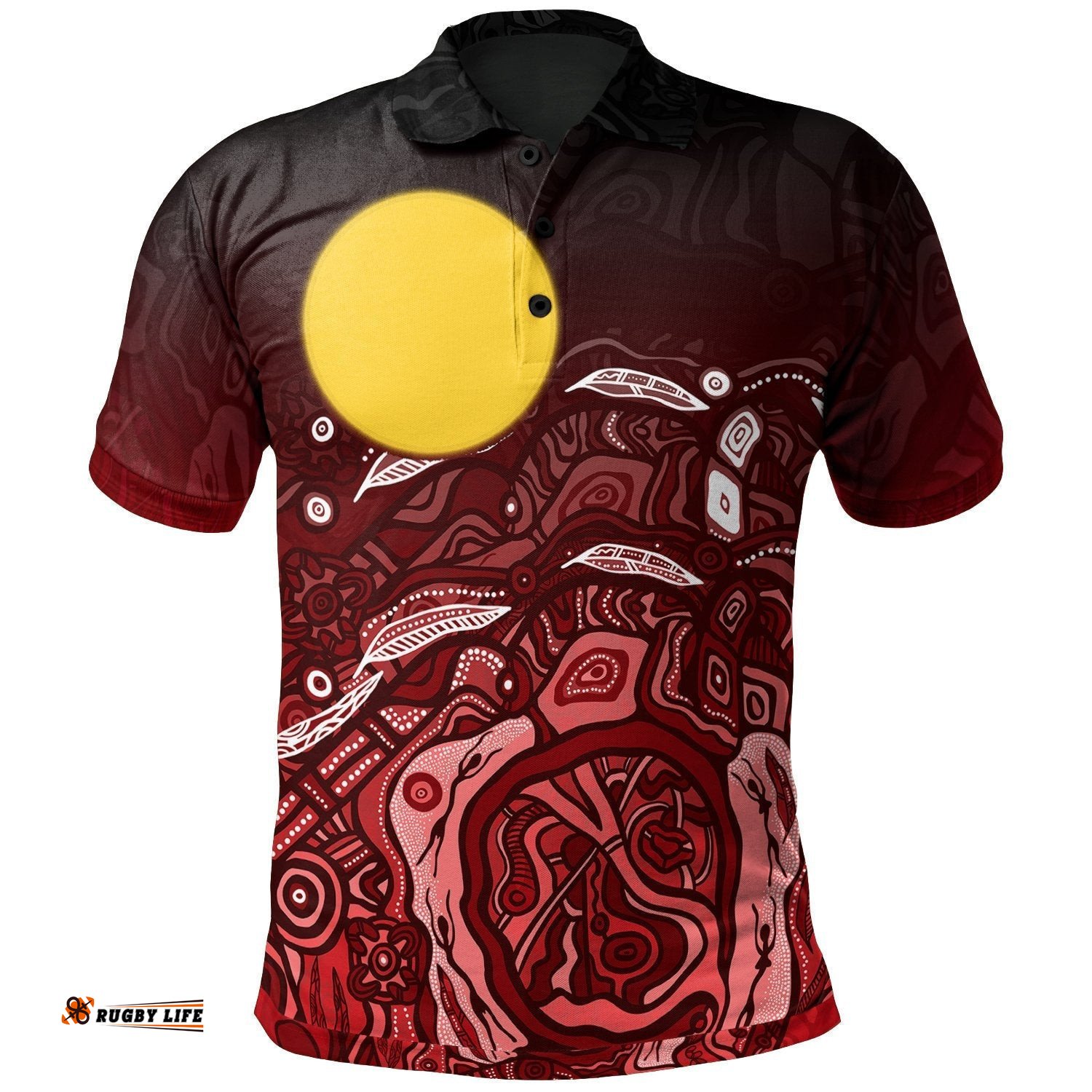 Kids Aboriginal Polo Shirt - Red Landscape
