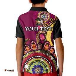 Custom Personalised Queensland State Polo Shirt KID QLD Australian Indigenous Art