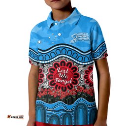 Custom Text And Number Adelaide Strikers Cricket ANZAC Polo Shirt KID Poppy Aboriginal Camouflage