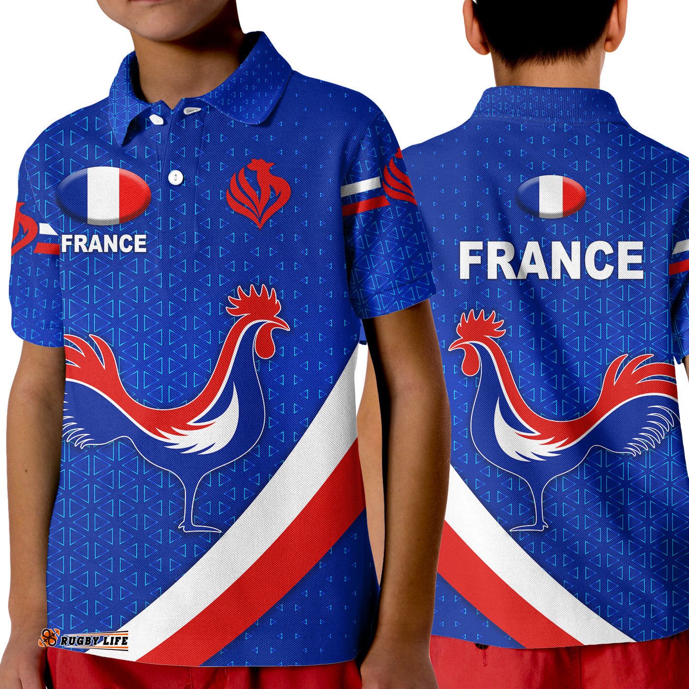 France Rugby Polo Shirt KID Rose Simple Style - Blue