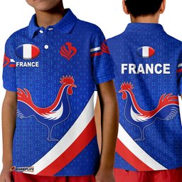 France Rugby Polo Shirt KID Rose Simple Style - Blue