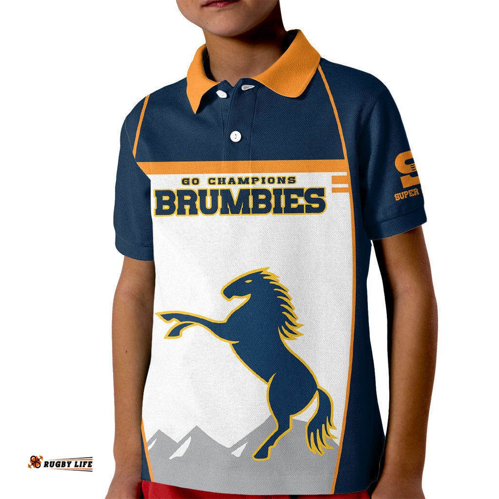 Brumbies Super Rugby Kid Polo Shirt Brumbies Go Champions-