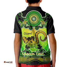 Personalised Australia Leo Lizard Zodiac Kid Polo Shirt Auz Astrology Aboriginal - Green
