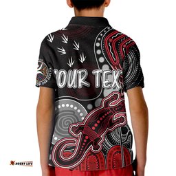 Personalised NAIDOC WeekAFL Saints Kid Polo Shirt Aboriginal Dot Art Lizard Mix Boomerang