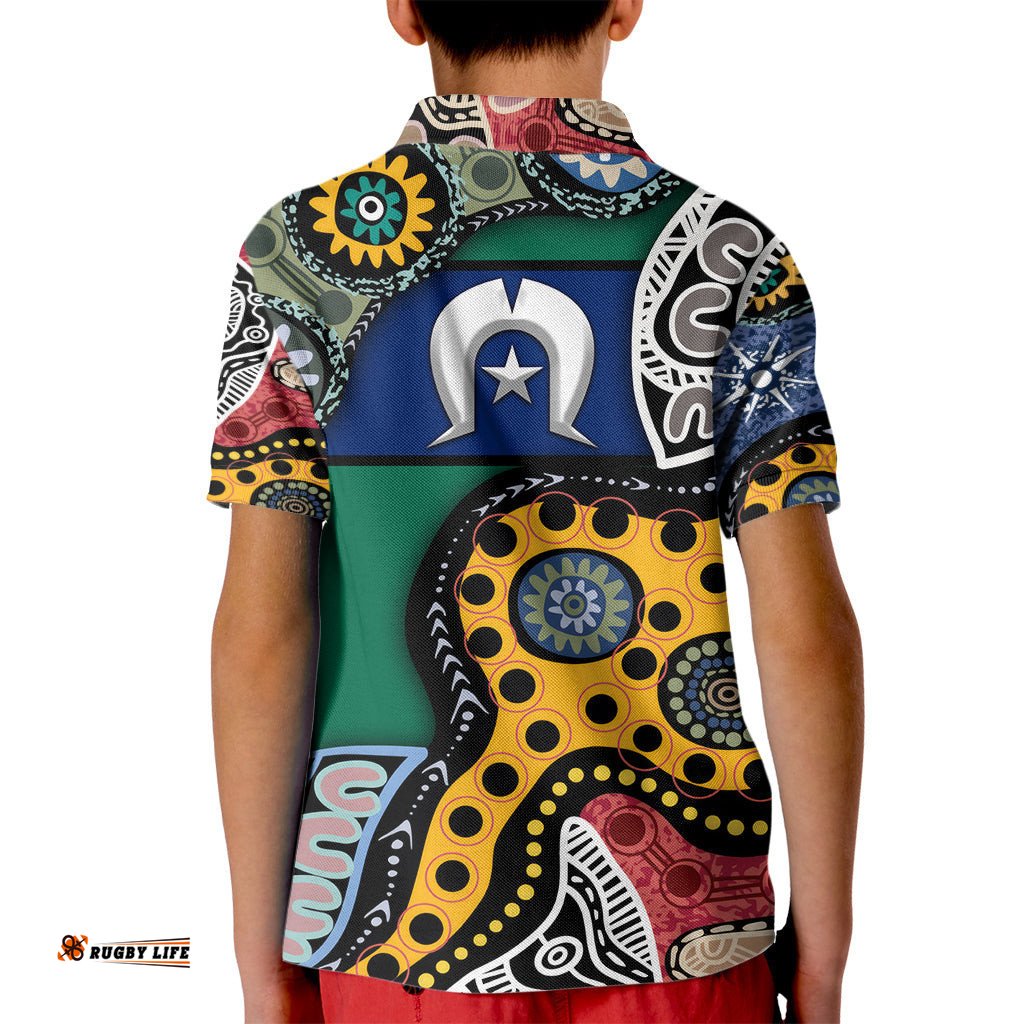 Torest Trait Islands Mix Aboriginal Pattern Kid Polo Shirt TS04