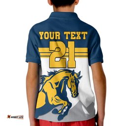 Custom Text And Number Brumbies Rugby Union Kid Polo Shirt Australia Silhouettes Of Horses