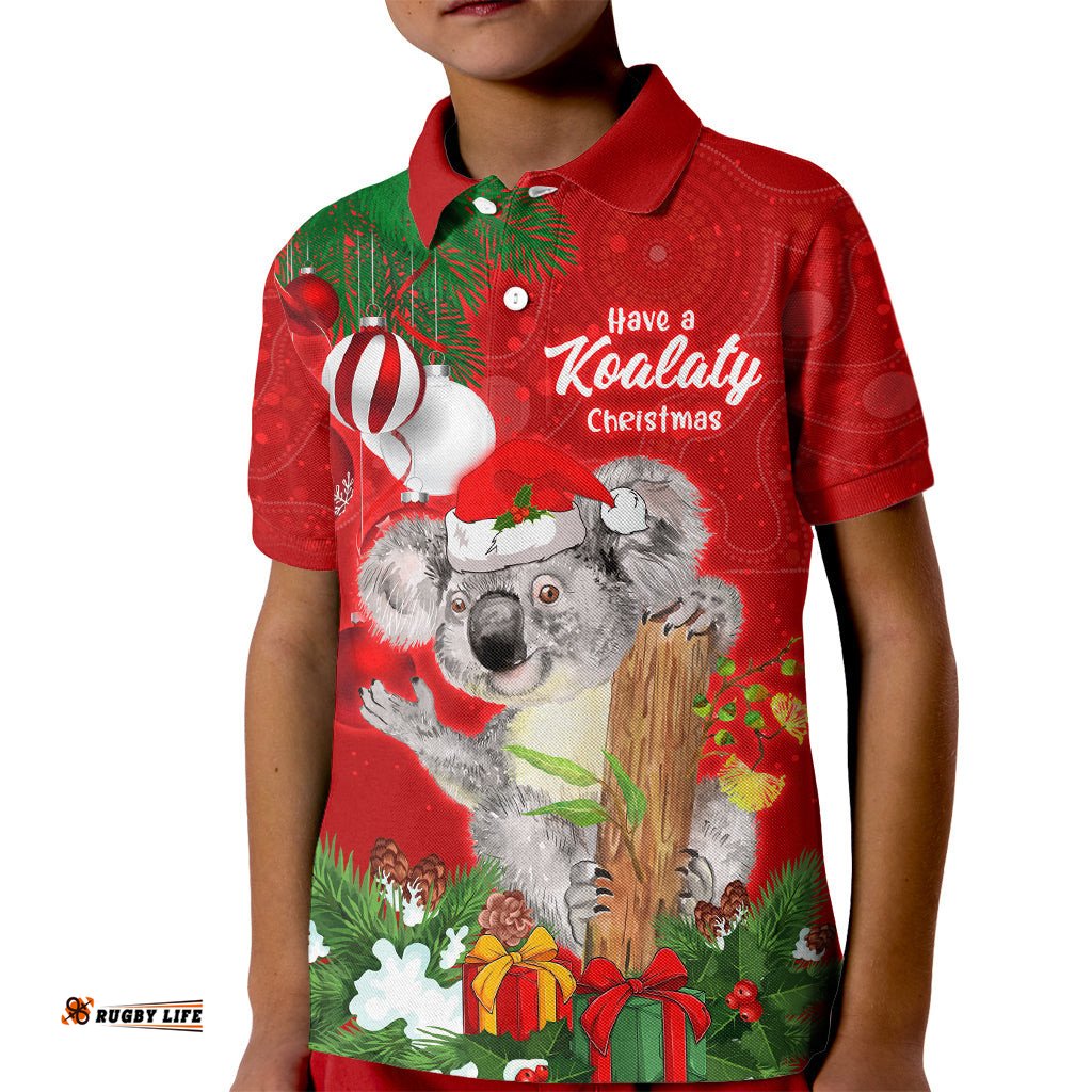 Koala Lover Kid Polo Shirt Australia Merry Christmas Aboriginal