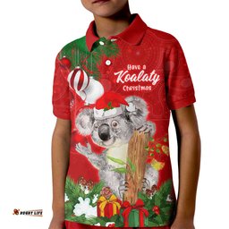Koala Lover Kid Polo Shirt Australia Merry Christmas Aboriginal