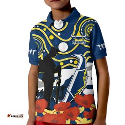 Custom Text And Number Cowboys Rugby ANZACPolo Shirt KID Australian Army Aboriginal Lest We Forget
