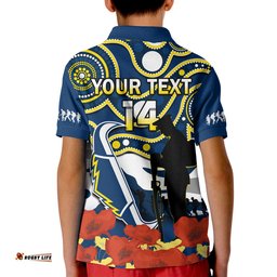 Custom Text And Number Cowboys Rugby ANZACPolo Shirt KID Australian Army Aboriginal Lest We Forget
