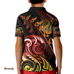 New Zealand Kid Polo Shirt Aotearoa Hei-Tiki Maori Fern Tattoo Arty