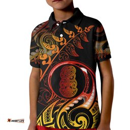 New Zealand Kid Polo Shirt Aotearoa Hei-Tiki Maori Fern Tattoo Arty
