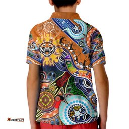 Personalised Tigers NAIDOC Week 2024 Kid Polo Shirt Australia Aboriginal Dot Painting
