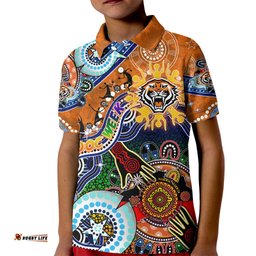 Personalised Tigers NAIDOC Week 2024 Kid Polo Shirt Australia Aboriginal Dot Painting