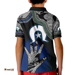 Black And White Aboriginal - Torres Strait Islanders Flag Kid Polo Shirt TS04