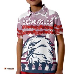 Custom Personalised Sea Eagles Anzac Day Polo Shirt KID Proud Soldiers Lest We Forget Ver.01