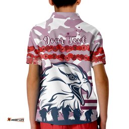 Custom Personalised Sea Eagles Anzac Day Polo Shirt KID Proud Soldiers Lest We Forget Ver.01