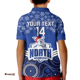 Custom North Melbourne Football Christmas Kid Polo Shirt Merry XmasMix Aboriginal Art